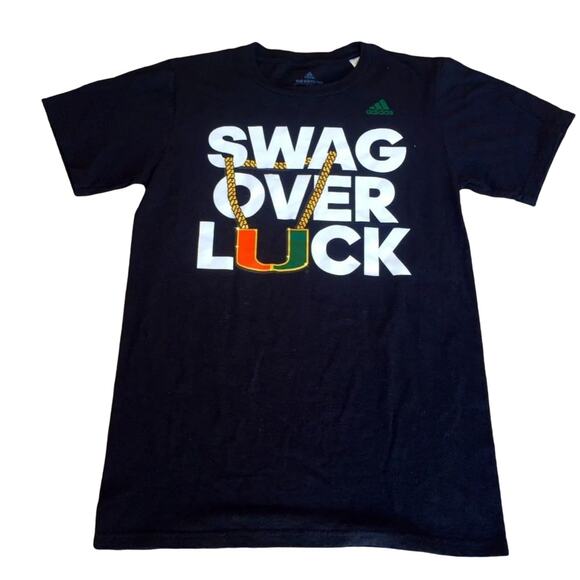 University of Miami Adidas Men's SM Bling Chain Graphic T-shirt - Picture 1 of 3